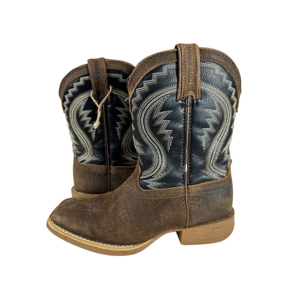 Kids Brown and Black Western Cowboy Boots